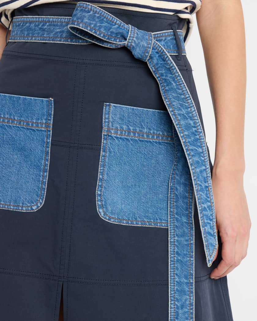 Hudson Belted A-Line Midi Skirt