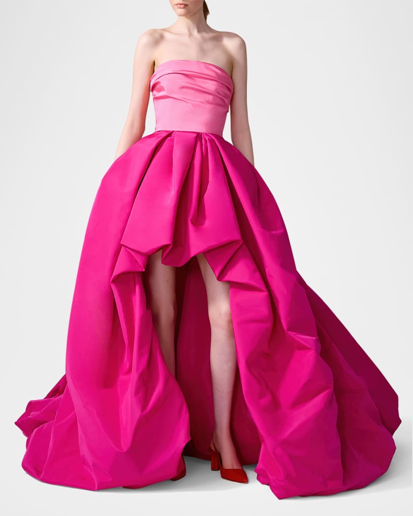 Strapless Hi-Lo Balloon Gown