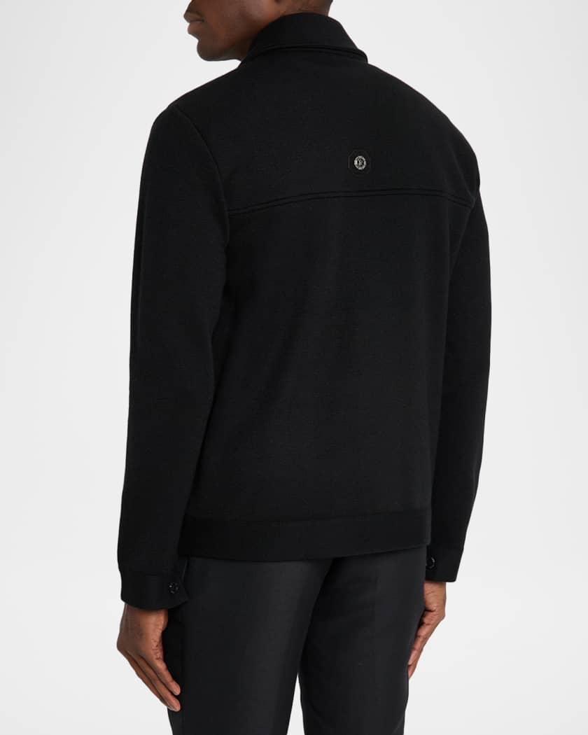 Men's Crocodile-Trim Knit Blouson