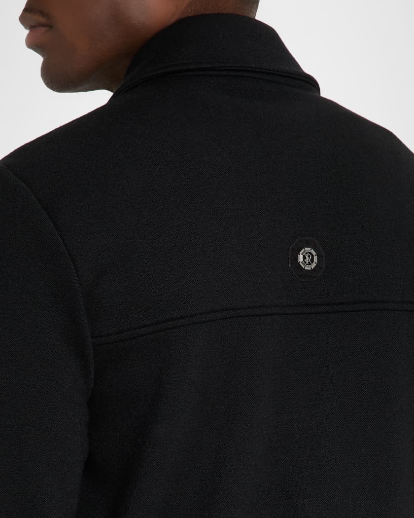 Men's Crocodile-Trim Knit Blouson