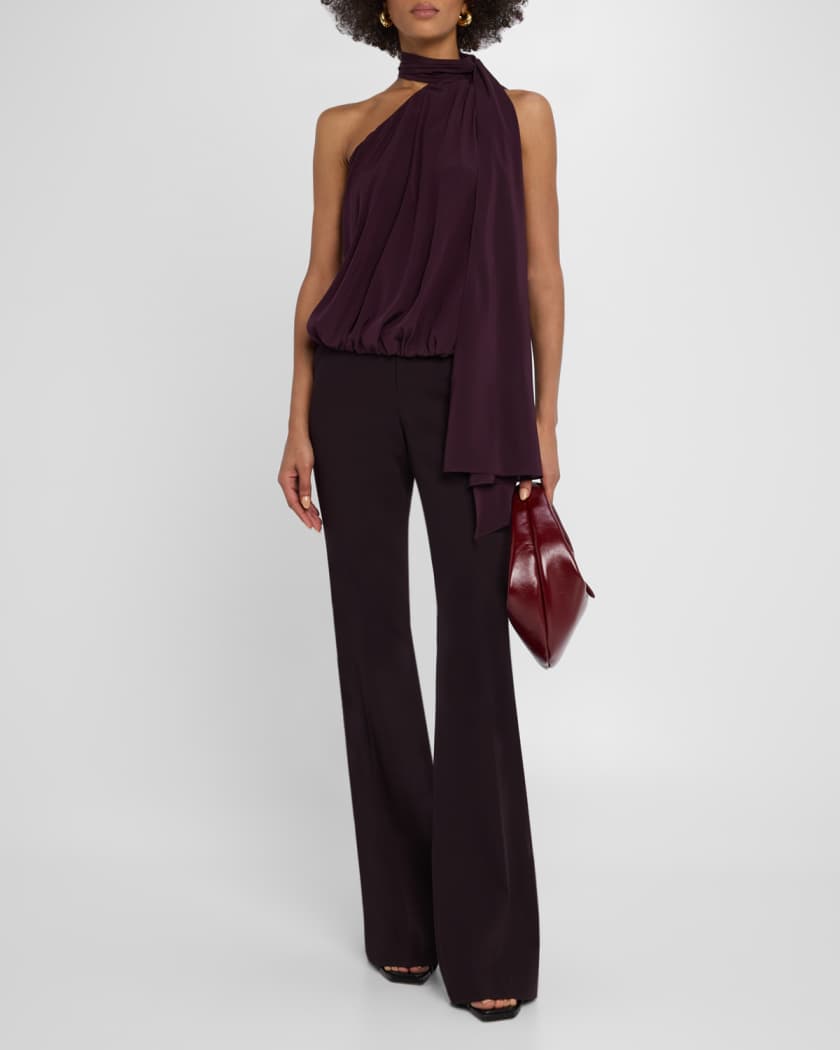 Ada Draped Tie-Neck Silk Top