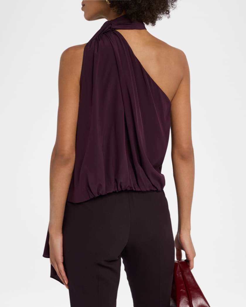 Ada Draped Tie-Neck Silk Top