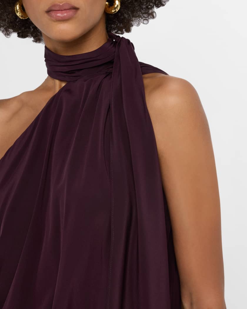 Ada Draped Tie-Neck Silk Top