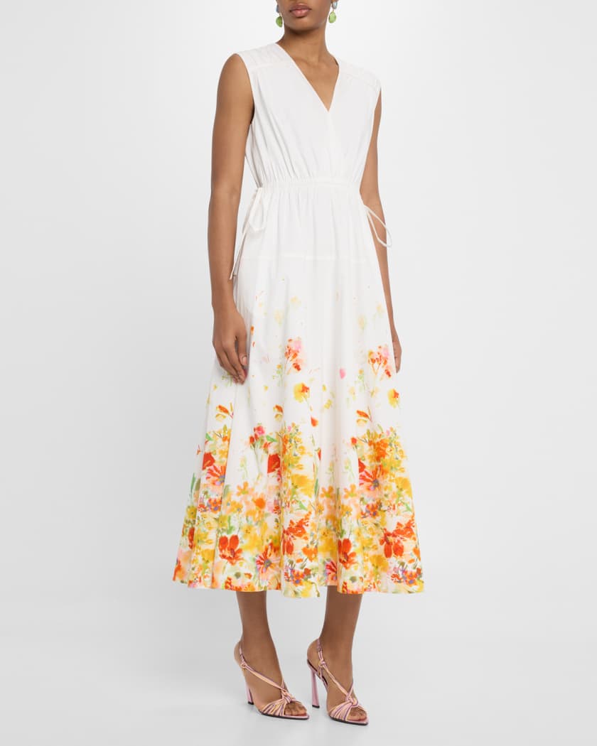 Nara Border-Print Cotton Poplin Maxi Dress