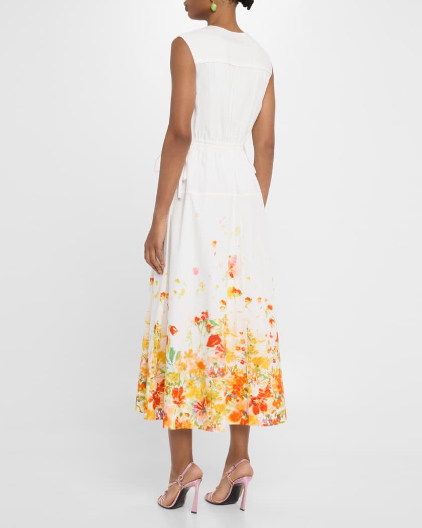 Nara Border-Print Cotton Poplin Maxi Dress