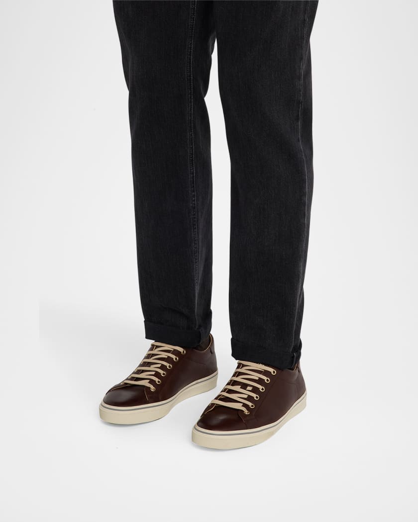 Brunello Cucinelli Men's Vulcanized-Sole Leather Low-Top