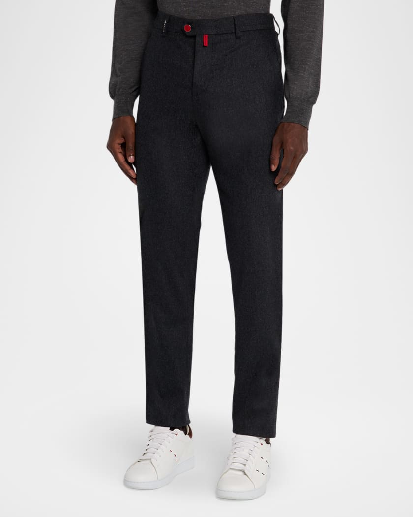 Kiton Men's Wool Flannel Slim Flat-Front Pants | Neiman Marcus