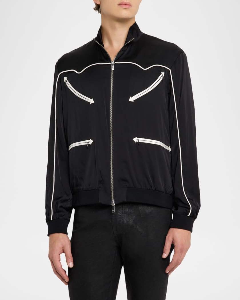 Men's Walker Noir Zip-Pocket Bomber Jacket