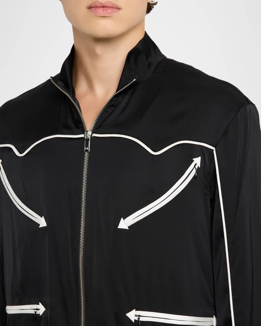 Men's Walker Noir Zip-Pocket Bomber Jacket