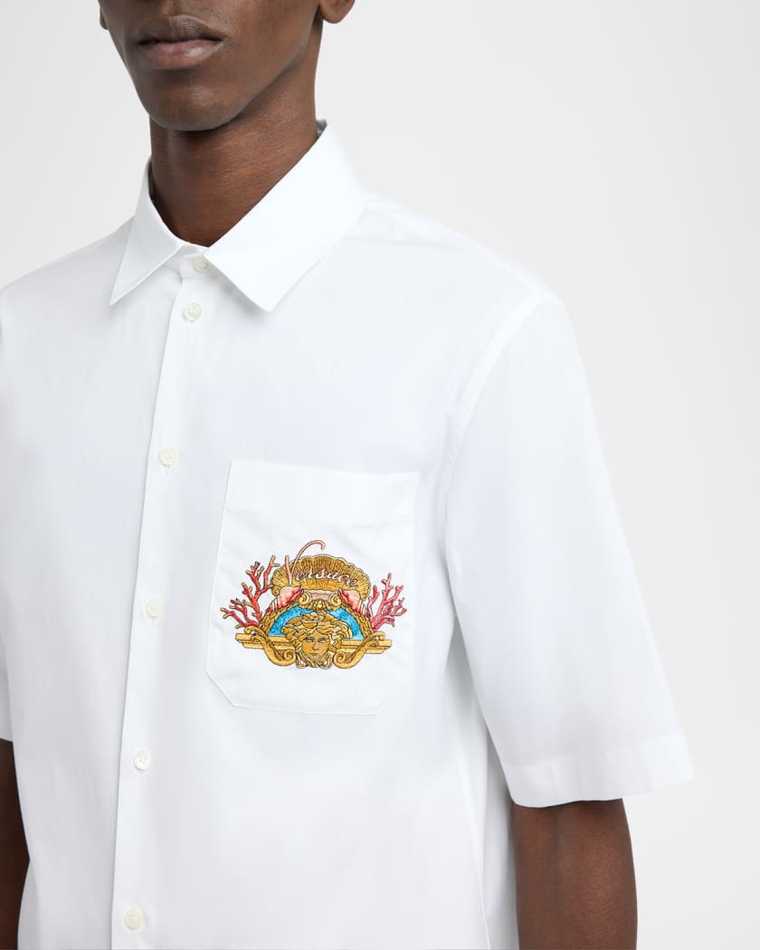 Men's Embroidered Theatre Crest Short-Sleeve Shirt