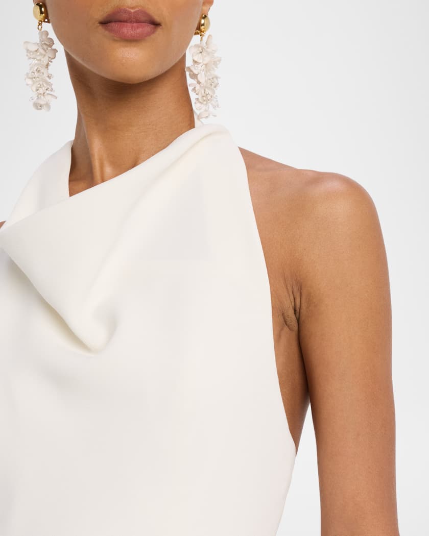 Crepe Bubble-Hem Halter Mini Dress
