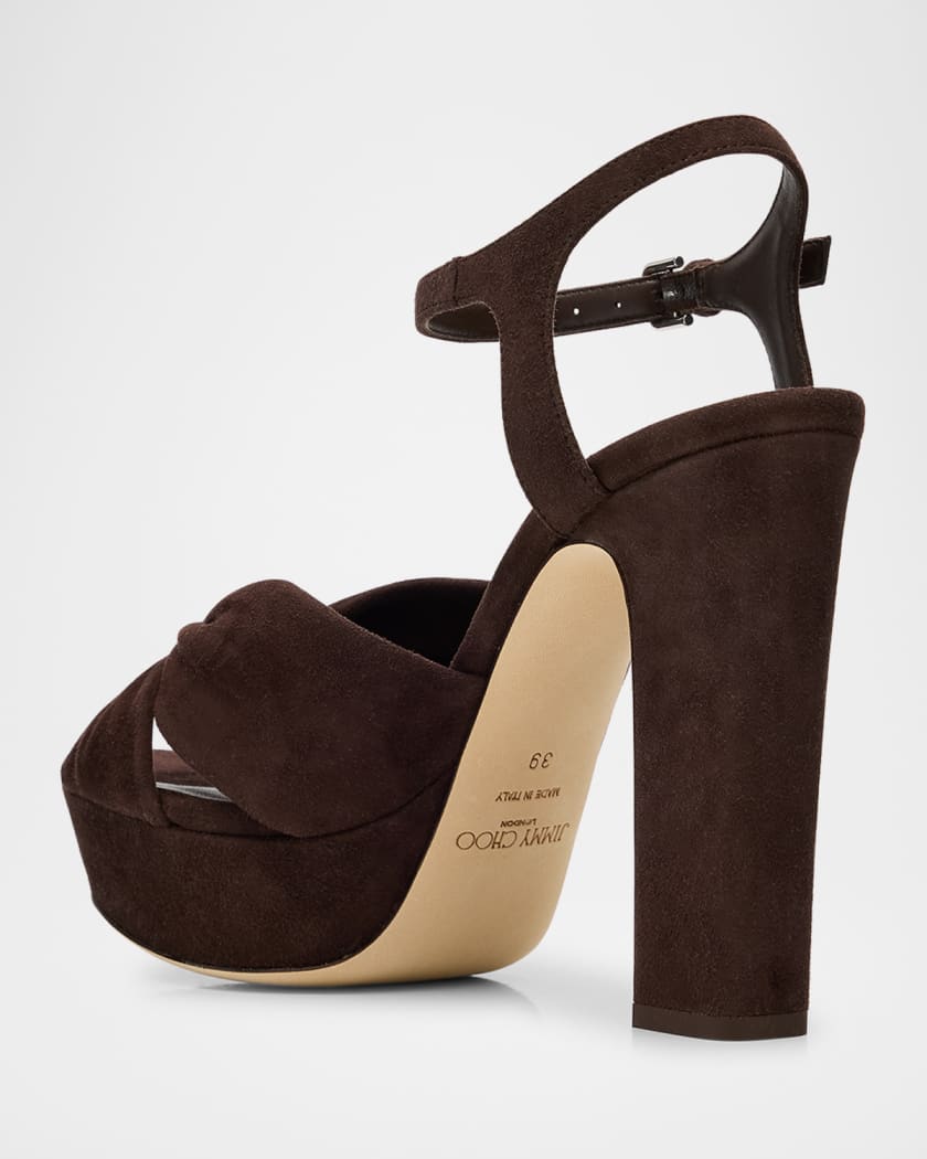 Heloise 120 Suede Ankle-Strap Platform Sandals