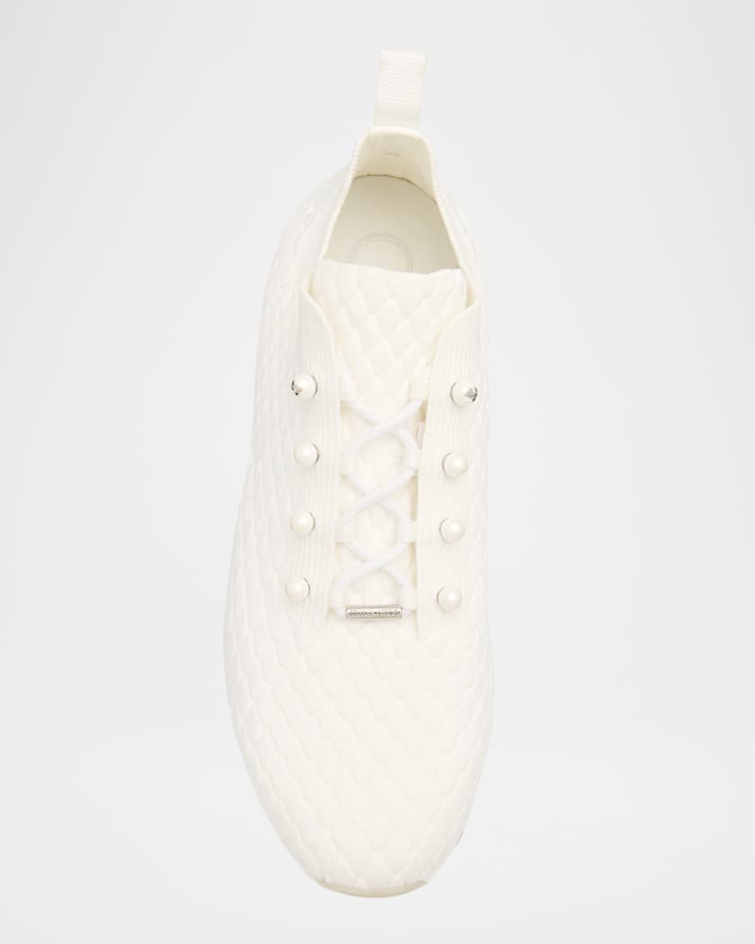 Veles Cotton Knit Pearly Stud Sneakers