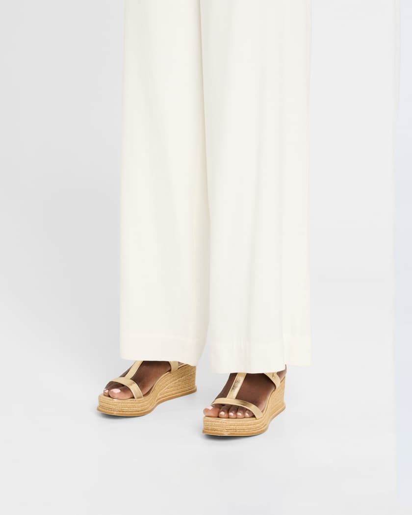 Theia 60 Metallic Leather Wedge Sandals