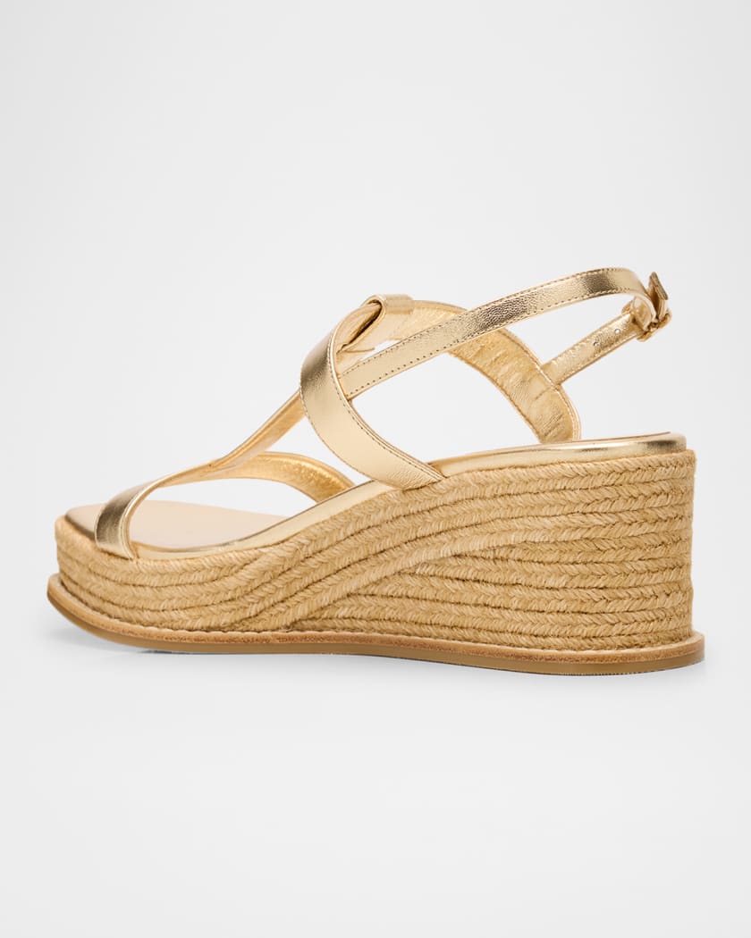 Theia 60 Metallic Leather Wedge Sandals