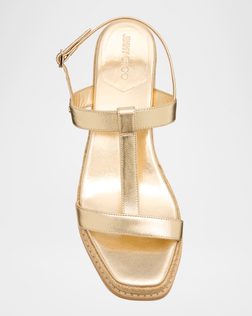 Theia 60 Metallic Leather Wedge Sandals