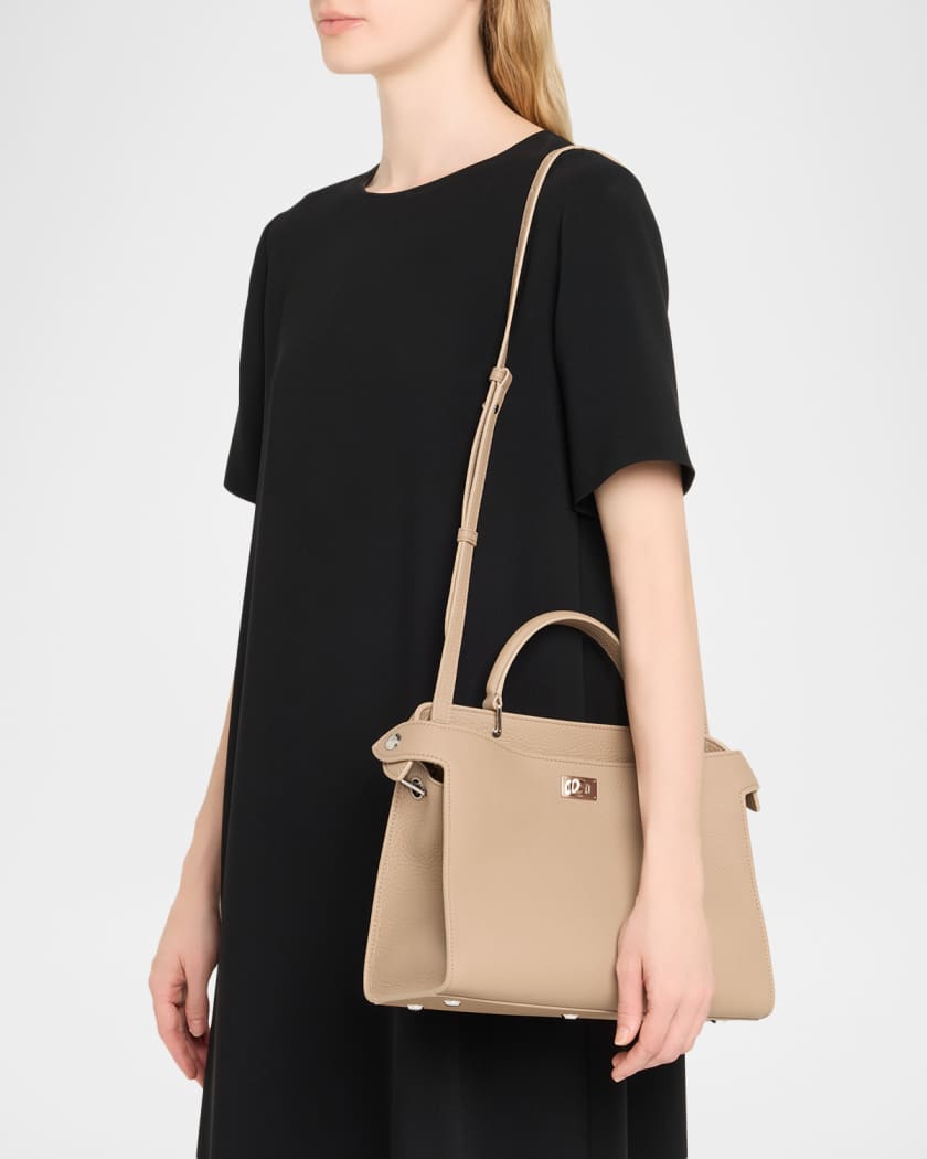 Lutece PM Grained Leather Top-Handle Bag