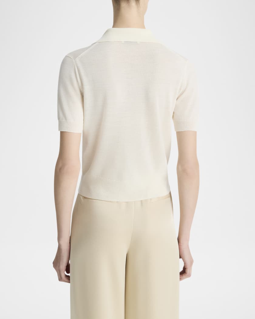 Short-Sleeve Button-Front Sweater