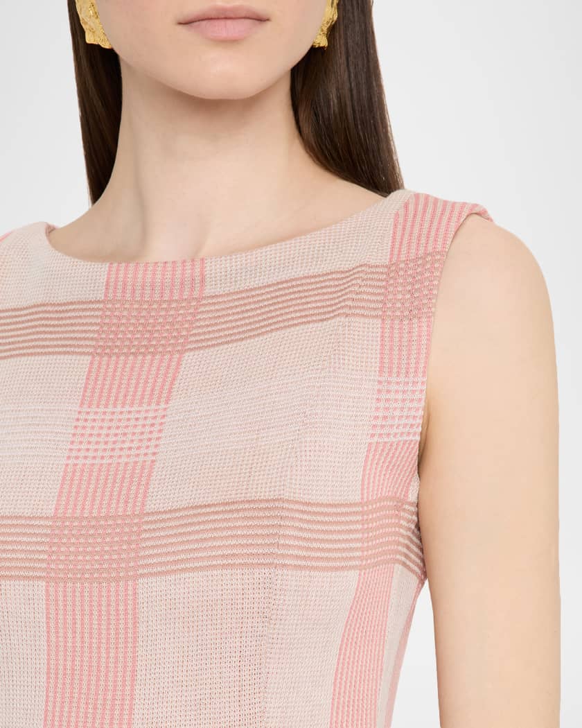 Fit-&-Flare Plaid Knit Dress