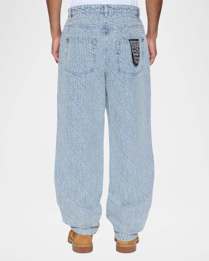 Men's Maxx Tile Logo Denim Wide-Leg Jeans