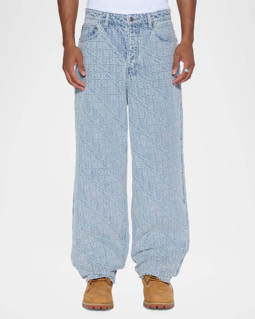 Men's Maxx Tile Logo Denim Wide-Leg Jeans