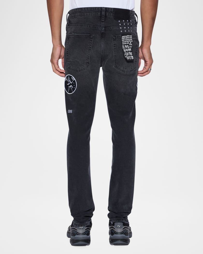 Men's Van Winkle Roadhouse Black Patched Skinny Jeans