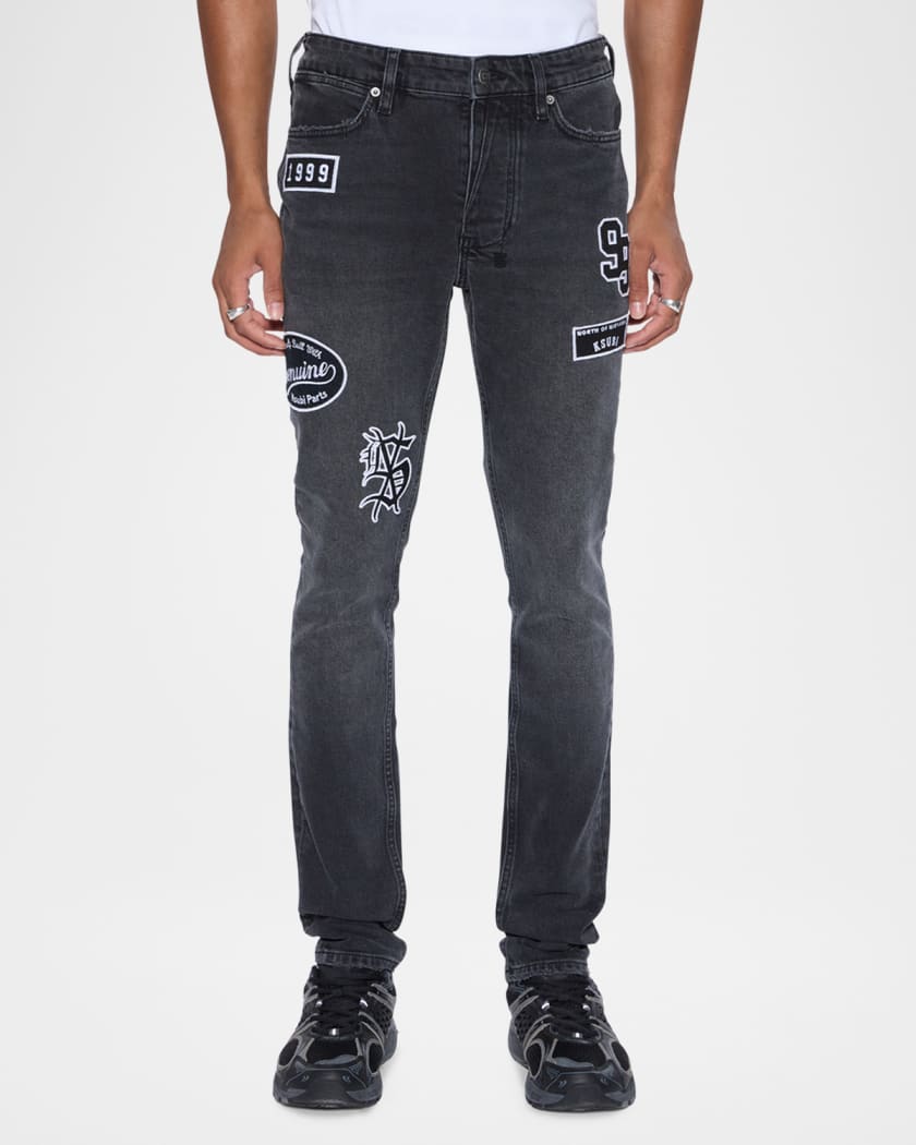 Men's Van Winkle Roadhouse Black Patched Skinny Jeans