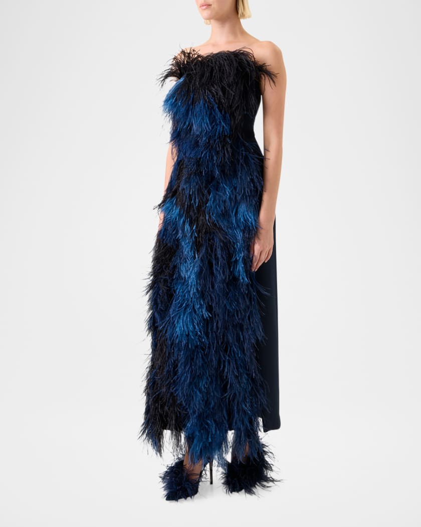 Strapless Ostrich Feather Gown