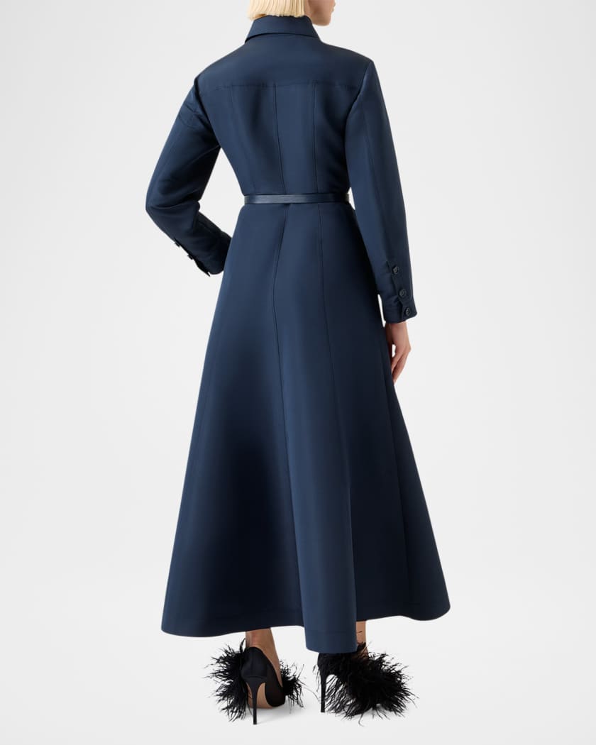 Ottoman Silk Belted A-Line Midi Shirtdress
