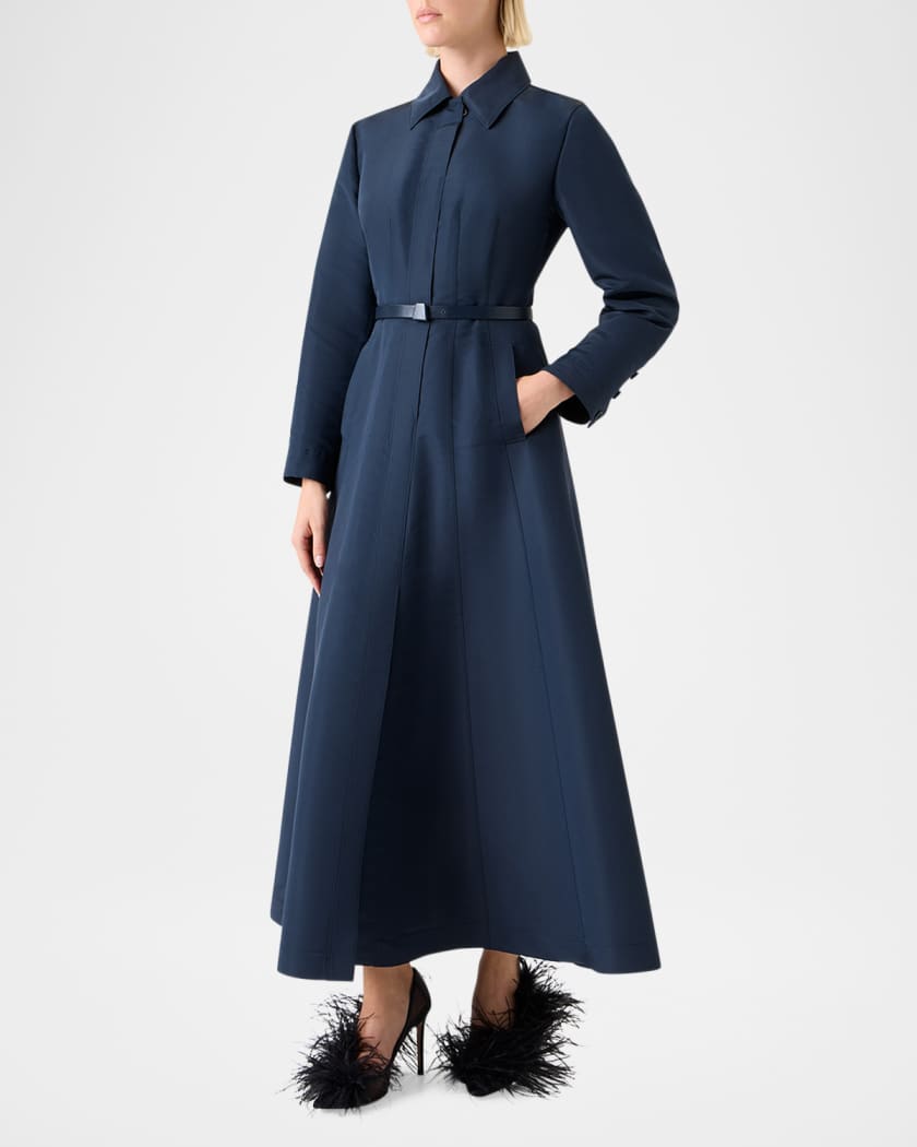 Ottoman Silk Belted A-Line Midi Shirtdress