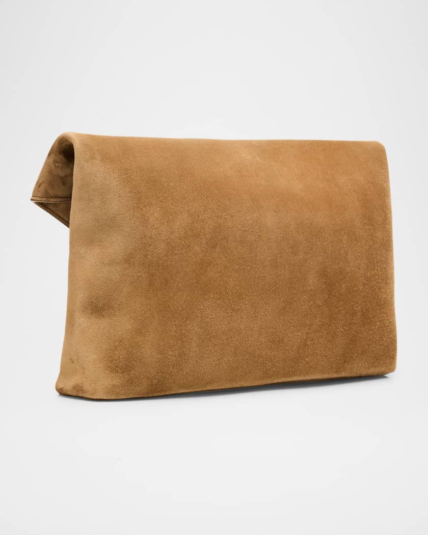 Large YSL Envelope Flap Clutch Bag in Suede