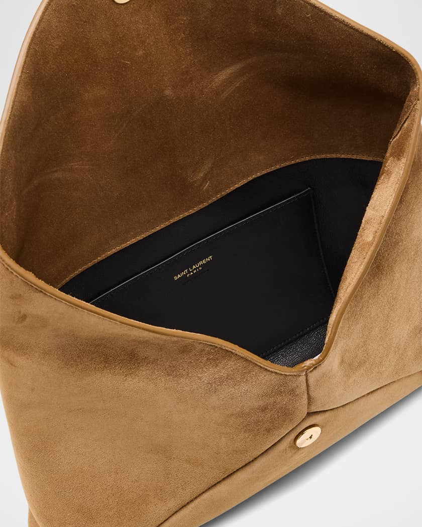 Large YSL Envelope Flap Clutch Bag in Suede
