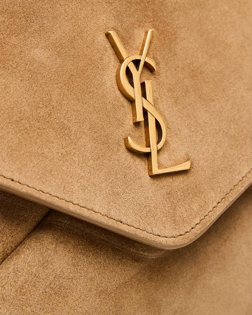 Large YSL Envelope Flap Clutch Bag in Suede