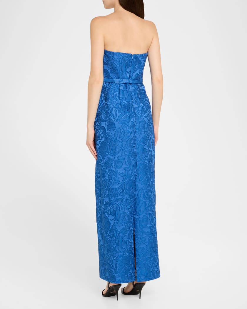 Sophia Strapless Floral Jacquard Column Gown
