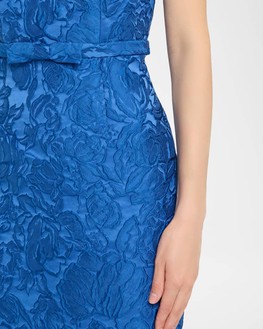 Sophia Strapless Floral Jacquard Column Gown