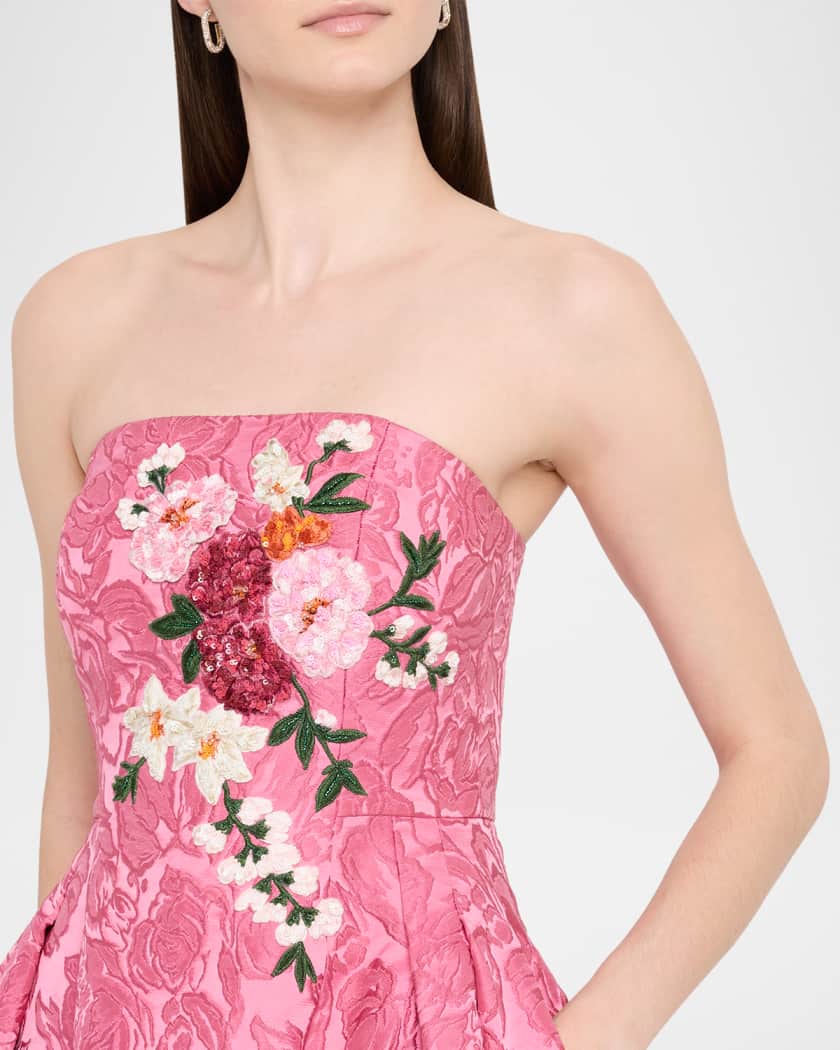 Belle Embroidered Floral Jacquard Gown