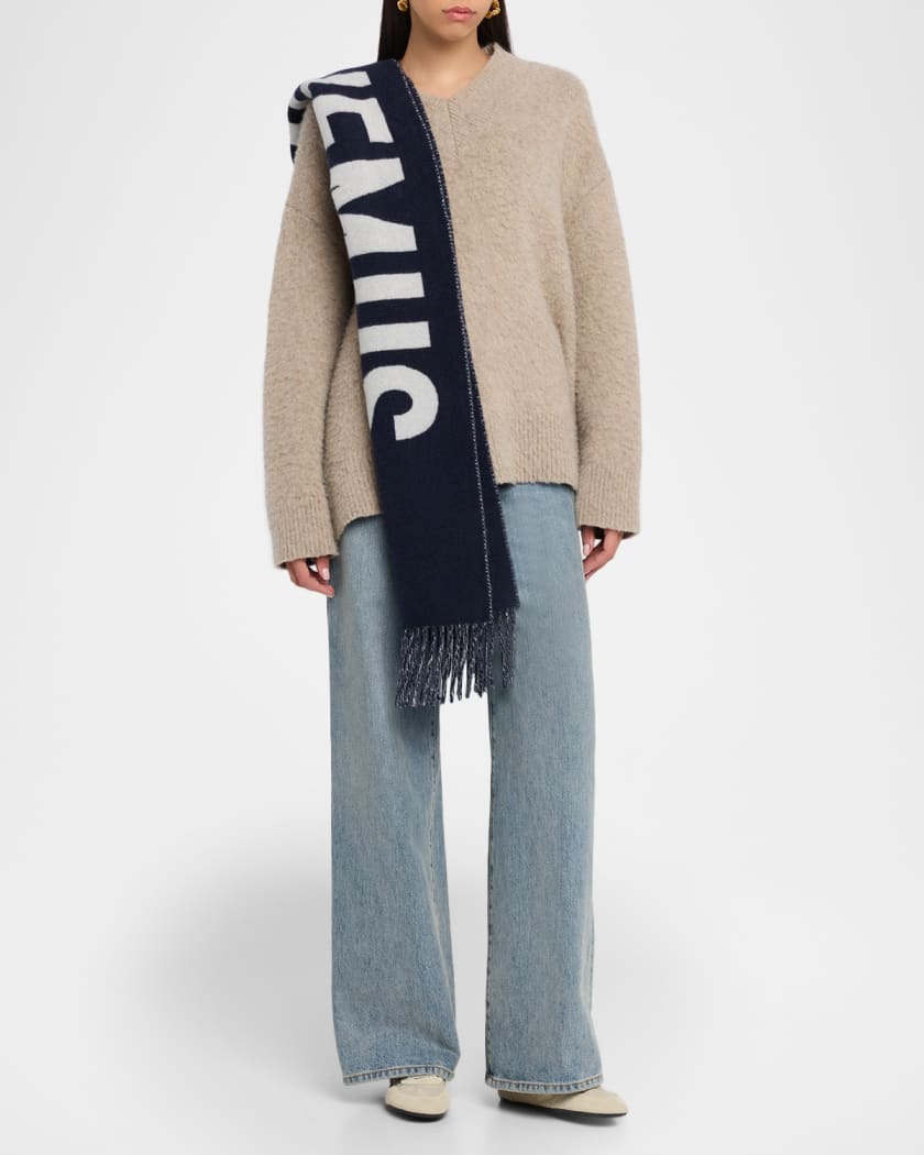 Jacquard Logo Wool Scarf