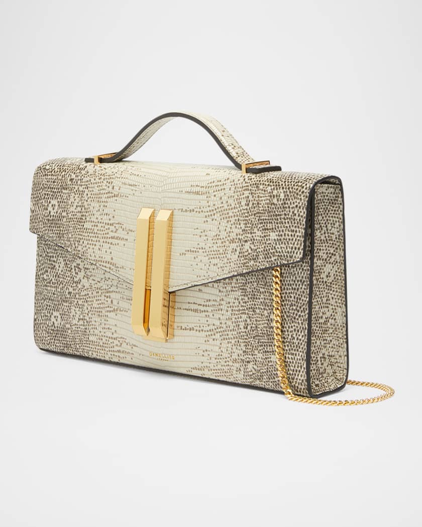Vancouver Lizard-Embossed Leather Clutch Bag