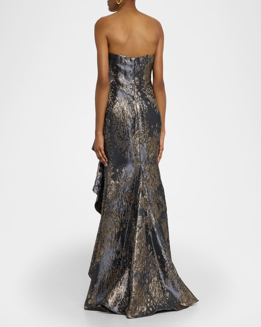 Strapless Metallic Jacquard Trumpet Gown