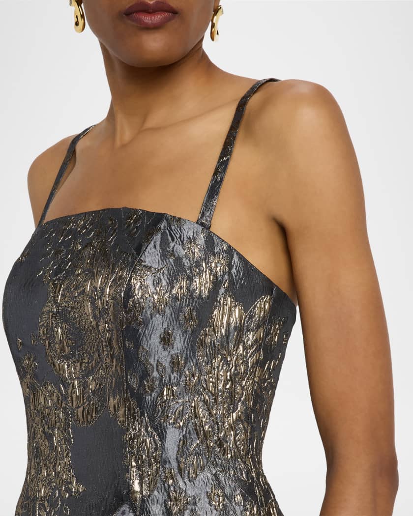 Strapless Metallic Jacquard Trumpet Gown