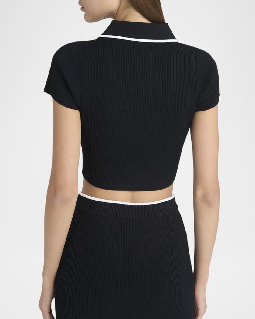 Logo Embroidered Cropped Polo