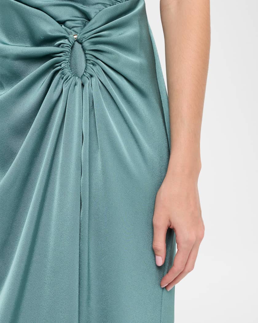 Strapless Pleated Crepe Back Satin Gown