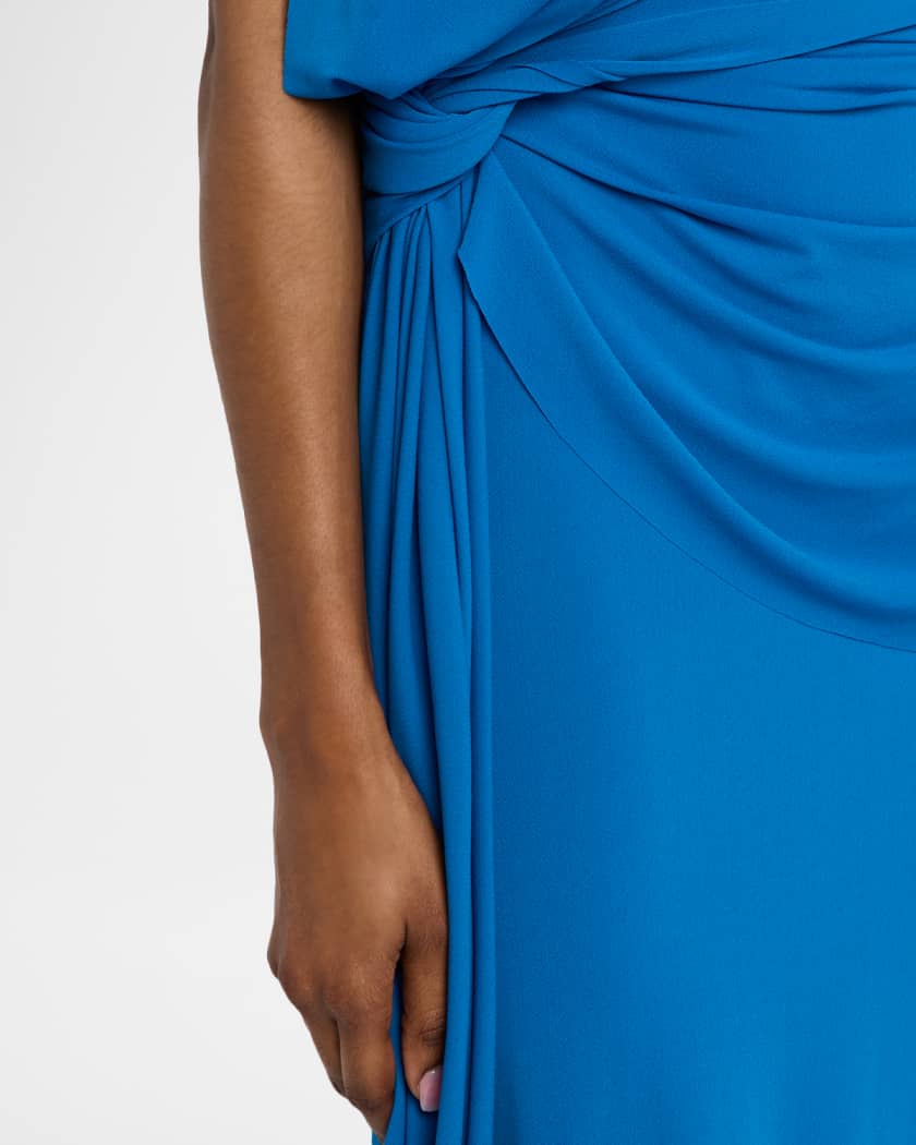 Sleeveless Twist Ruched Crepe Jersey Gown