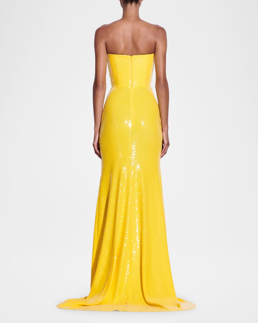 Strapless Sequined Mesh Trumpet Gown