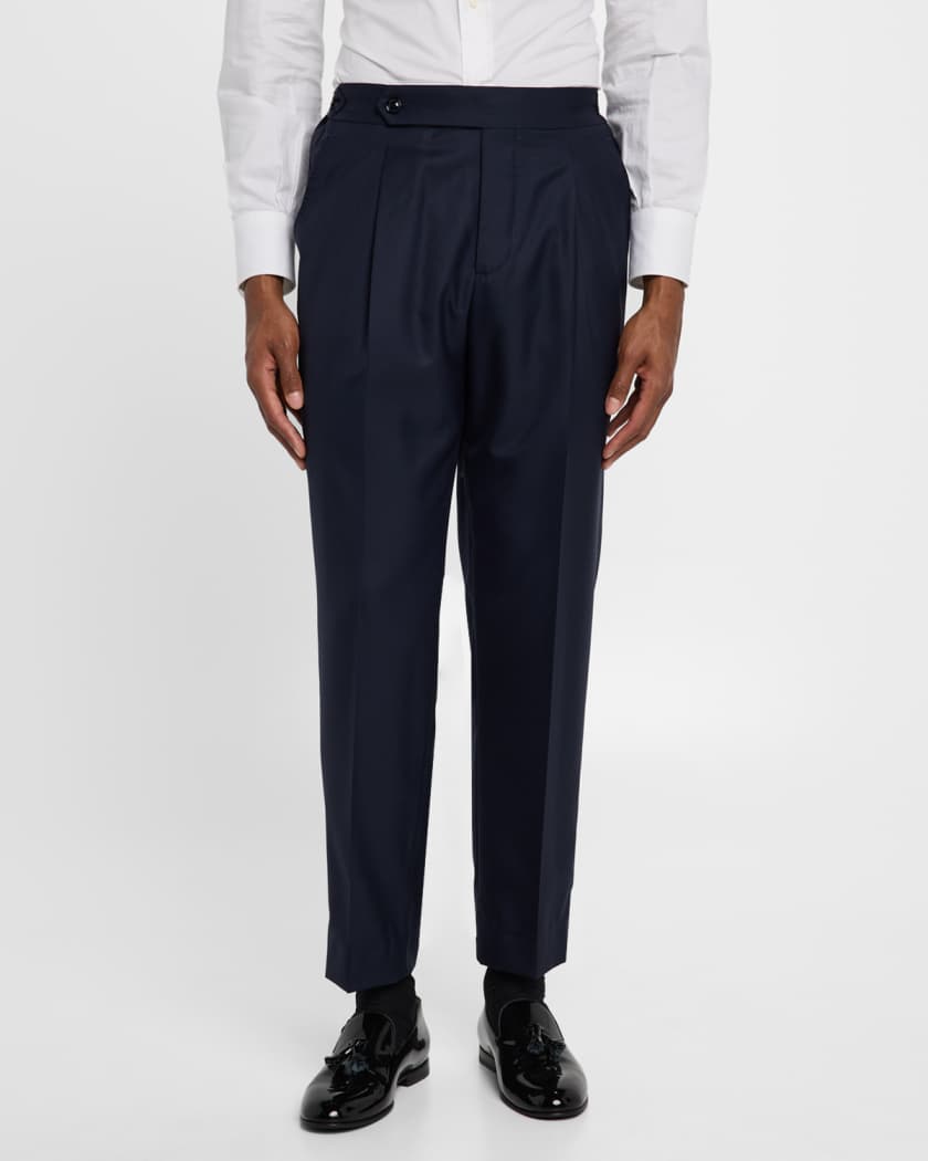 Brunello Cucinelli Men's Side-Tab Pleated Trousers | Neiman