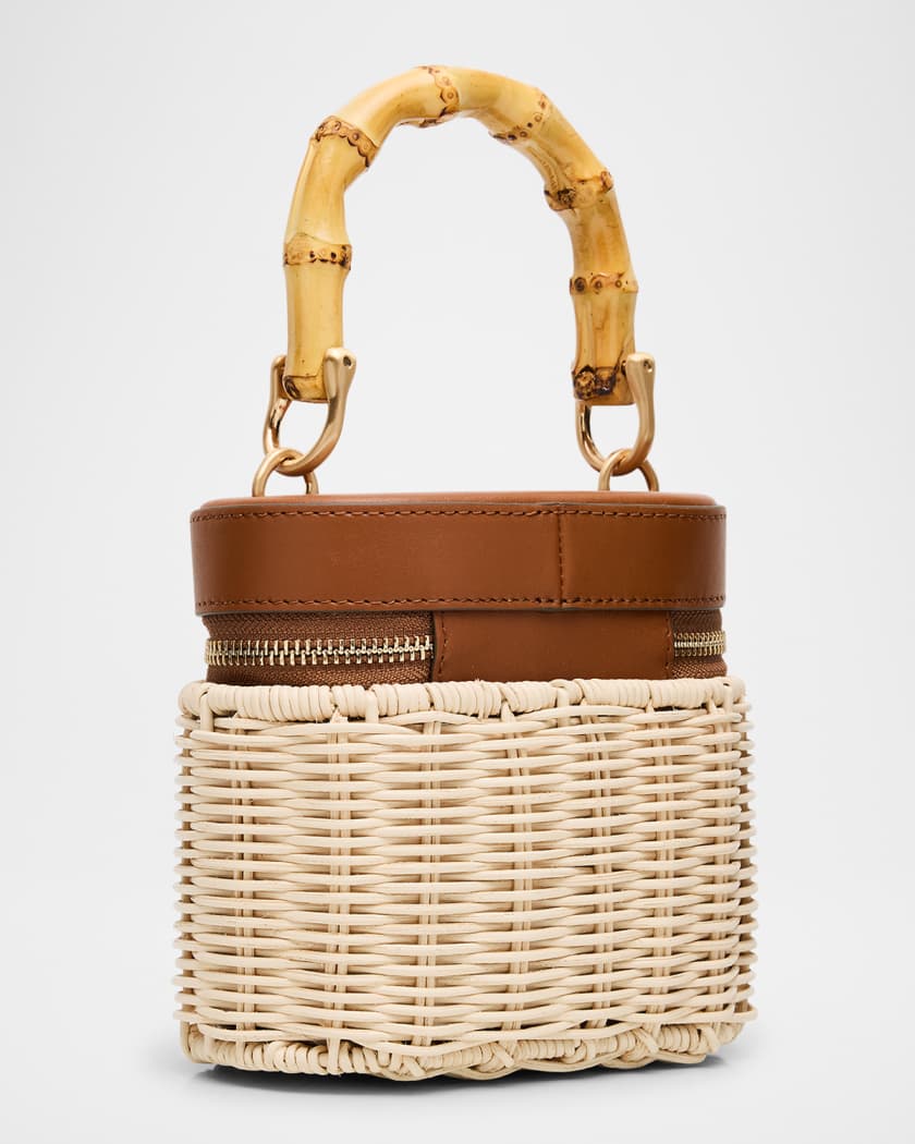 Gwyneth Raffia & Leather Crossbody Bag