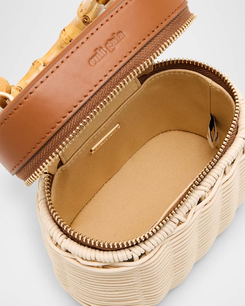 Gwyneth Raffia & Leather Crossbody Bag