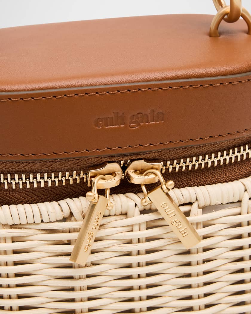 Gwyneth Raffia & Leather Crossbody Bag