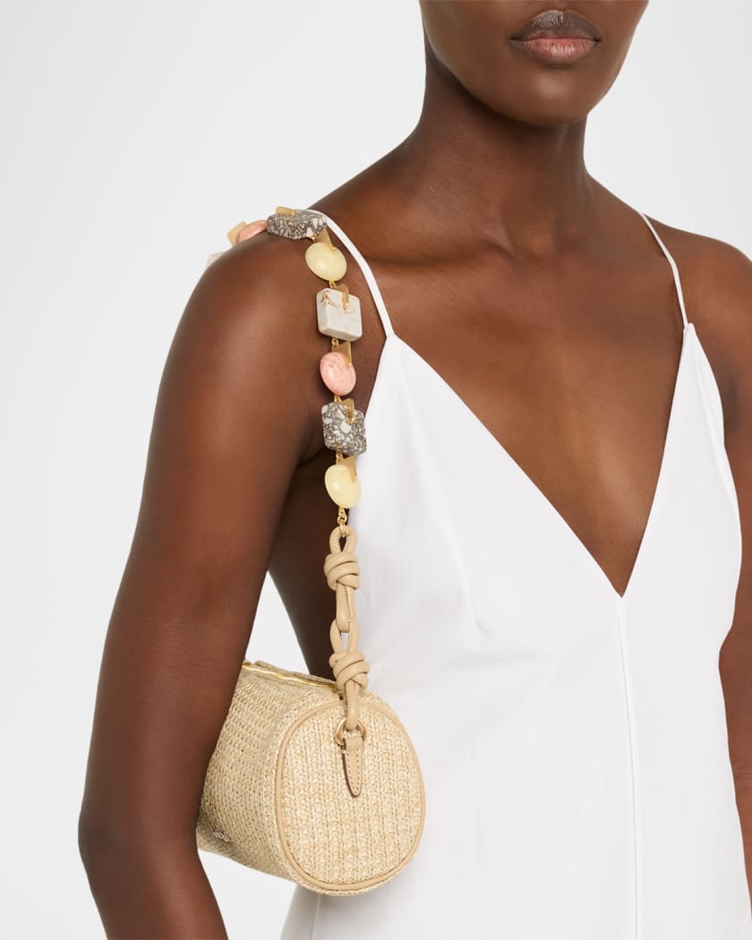 Zozina Stone-Embellished Raffia Shoulder Bag