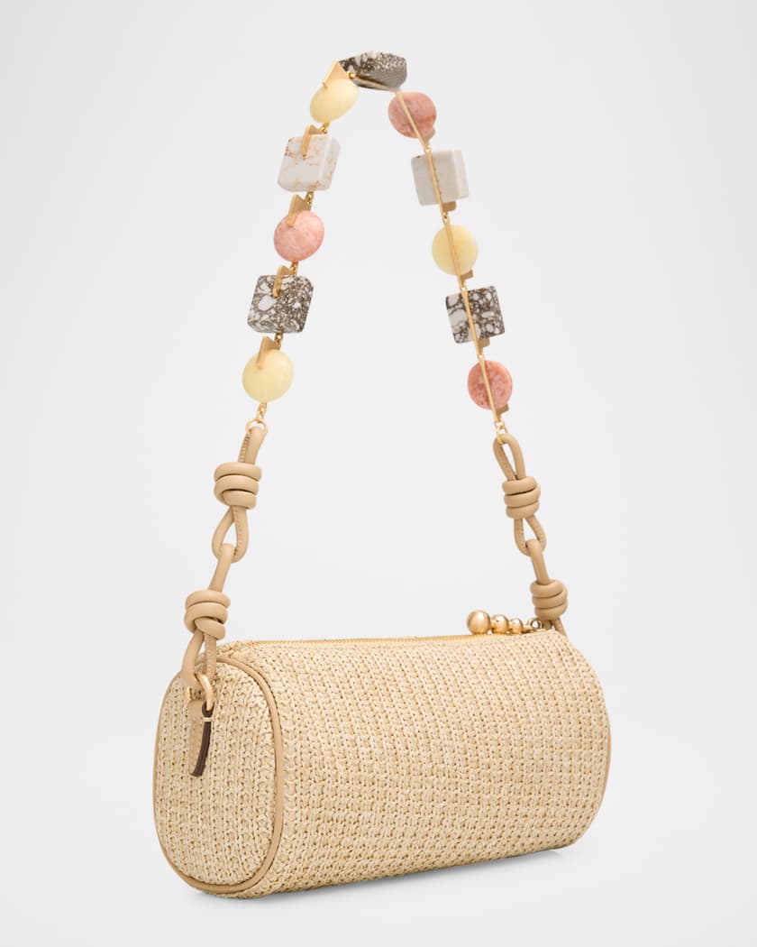 Zozina Stone-Embellished Raffia Shoulder Bag